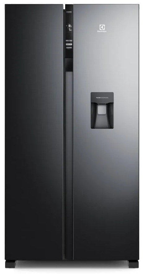 Nevera Electrolux Side by Side negra con dispensador de agua - servicio técnico Electrolux en Panamá