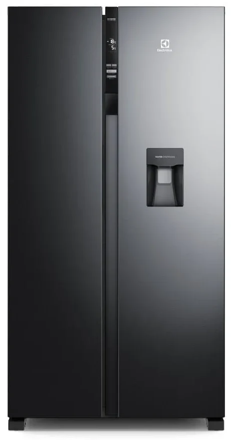 Nevera Electrolux Side by Side negra con dispensador de agua - reparación de electrodomésticos Electrolux en Panamá
