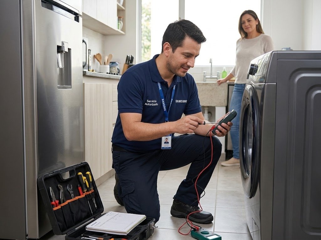 Técnico revisando una lavadora Samsung en Panamá - servicio técnico Samsung en Panamá